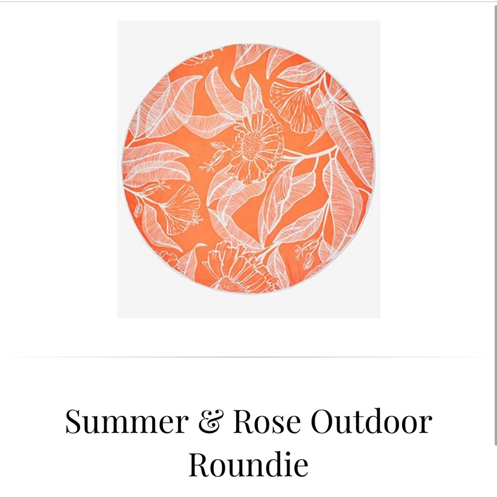 Fabfitfun Summer & Rose Orange Flowers Round Circle  Beach Surf Yoga Towel